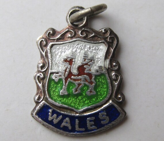 Vintage Charm Sterling Silver Enamel Wales Englan… - image 4