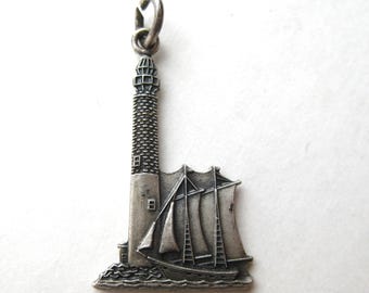 Vintage Barnegat Lighthouse State Park Charm Sterling Silver New Jersey Bracelet Charm