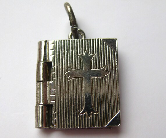 Vintage Charm Sterling Silver Holy Bible Mechanic… - image 2
