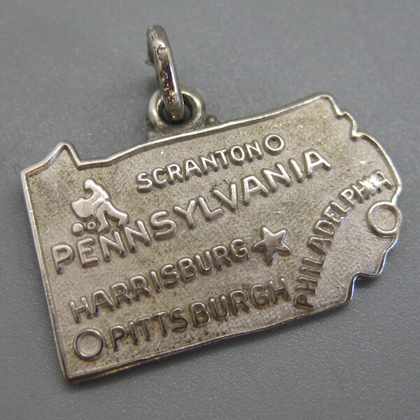 Vintage 50s Pennsylvania Sterling Silver Keystone State Souvenir Bracelet Charm