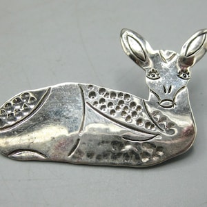 Vintage Fannie Platero Navajo Indian Sterling Silver Deer Stag Brooch Pin