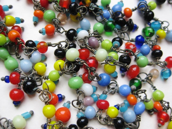 Vintage 20s Czech Glass Bead Chain Art Deco Flapp… - image 1