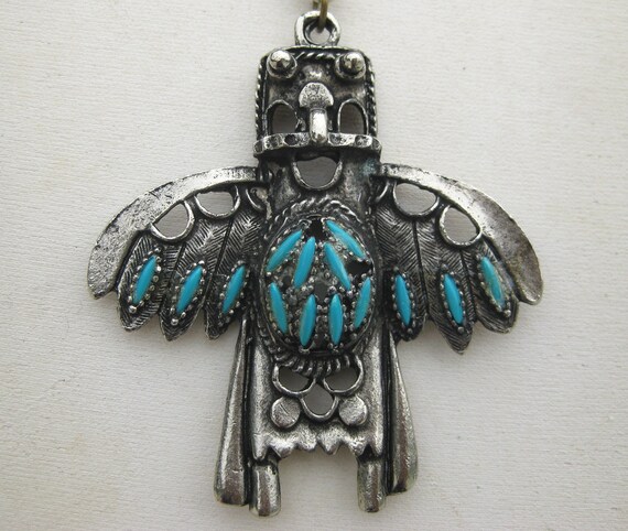 Vintage 60s Navajo Indian Style Faux Turquoise Sa… - image 8