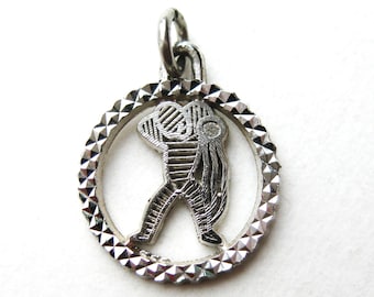 Mini dije vintage Acuario Plata esterlina Pulsera de astrología zodiacal Charm Portador de agua