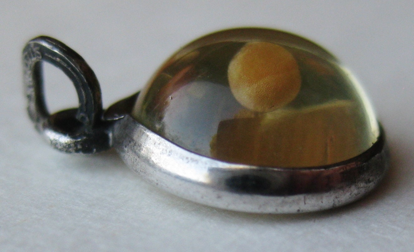 Vintage 50s Sterling Silver Amulet of Faith Mustard Seed Lucite ...