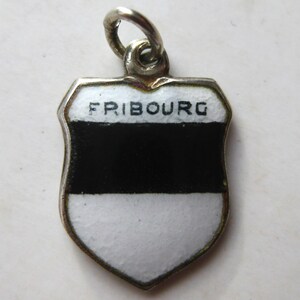 Fribourg Charm Switzerland 800 Silver Enamel Travel Shield Souvenir Bracelet Charm