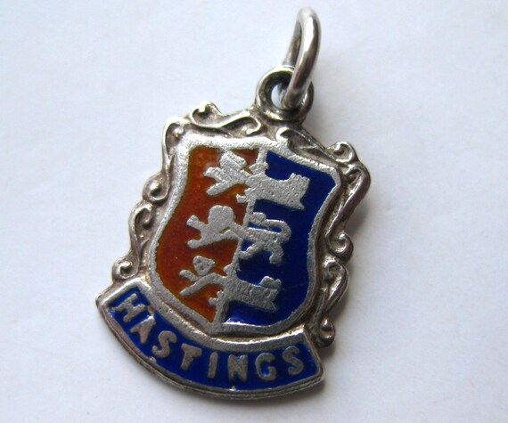 Vintage Charm Sterling Silver Enamel Hastings Eng… - image 5