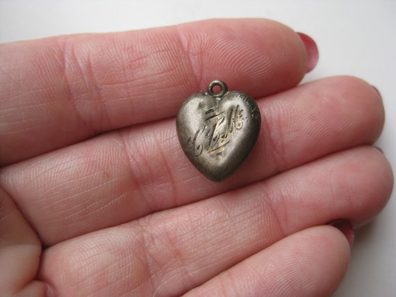 Vintage Charm Sterling Silver Sweetheart Puffy He… - image 6