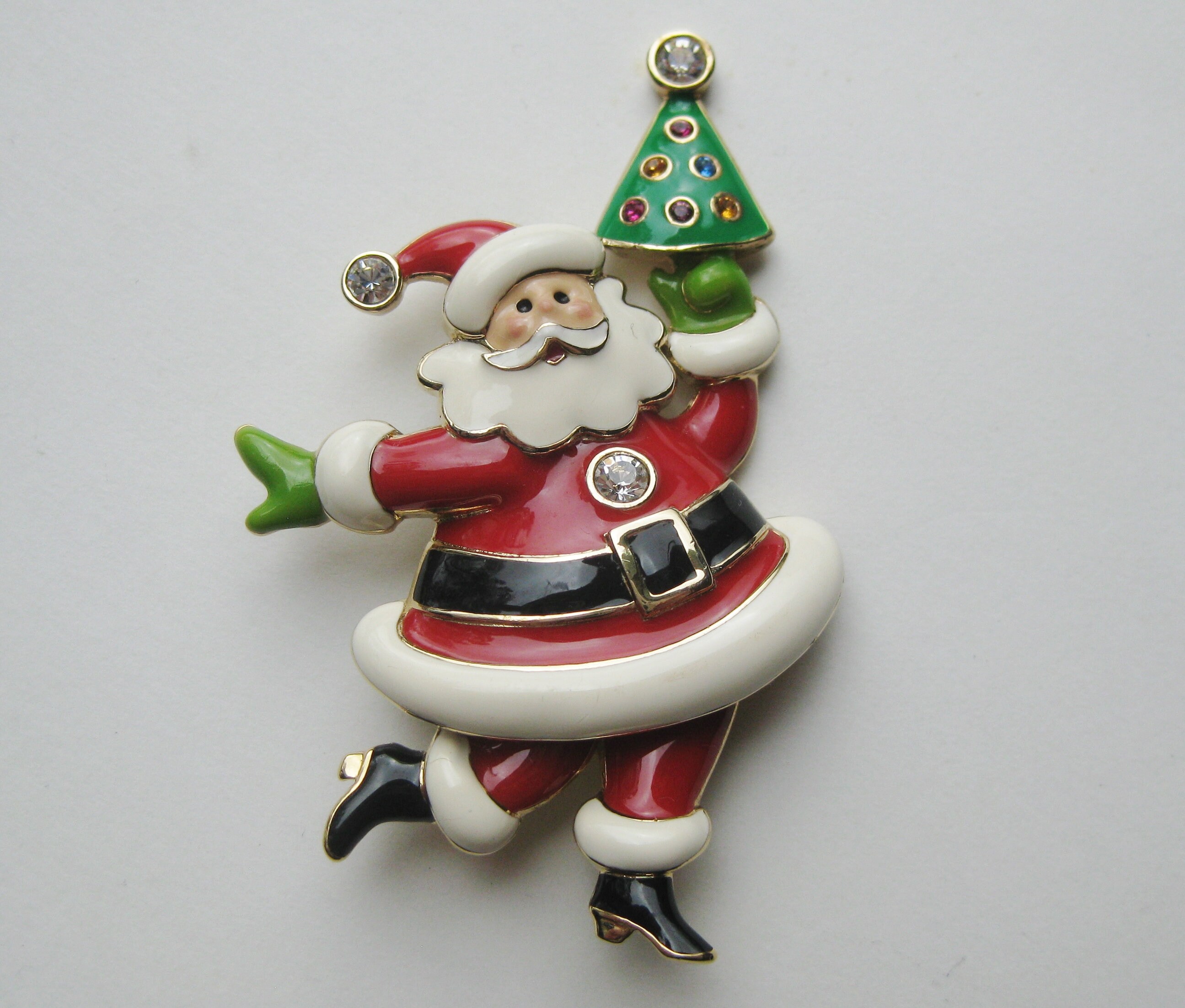 Vintage Bob Mackie Santa Claus Rhinestone Enamel Christmas | Etsy