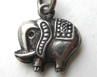 Elephant Charm Puffy Sterling Silver Figural Circus Zoo Vintage Bracelet Charm Pendant