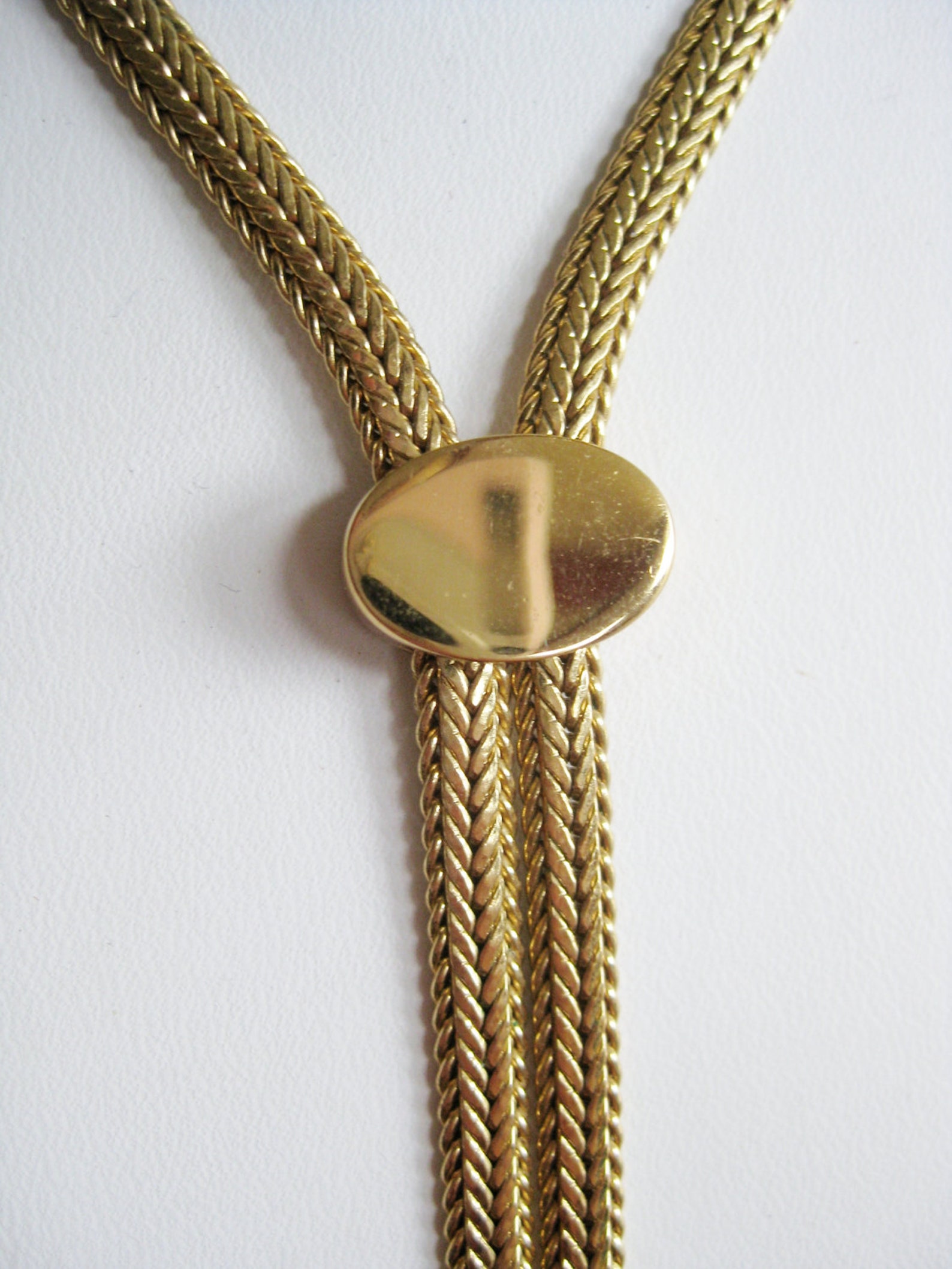 Vintage 70s Gold Necklace Slide Lariat Rope Chain Tassel Etsy