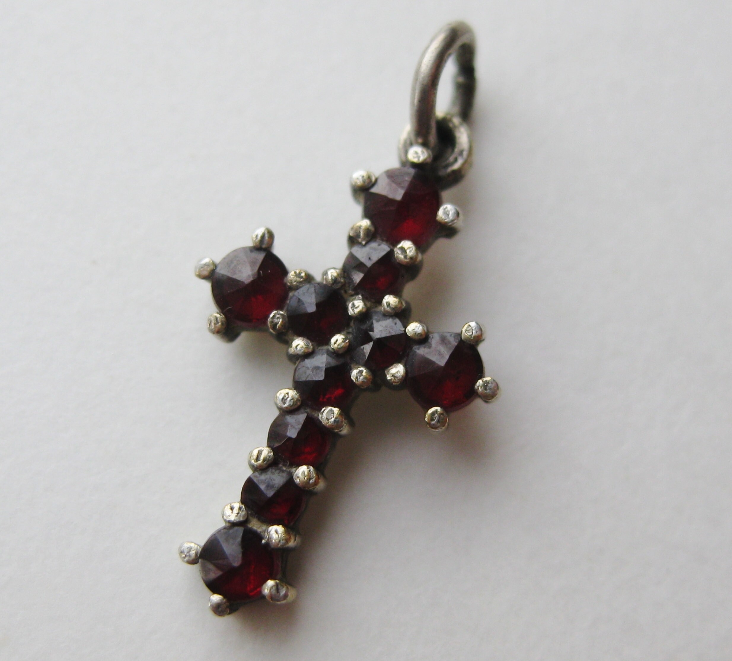 Fine Antique 900 Sterling Silver Art Deco Red Bohemian Garnet Cross ...