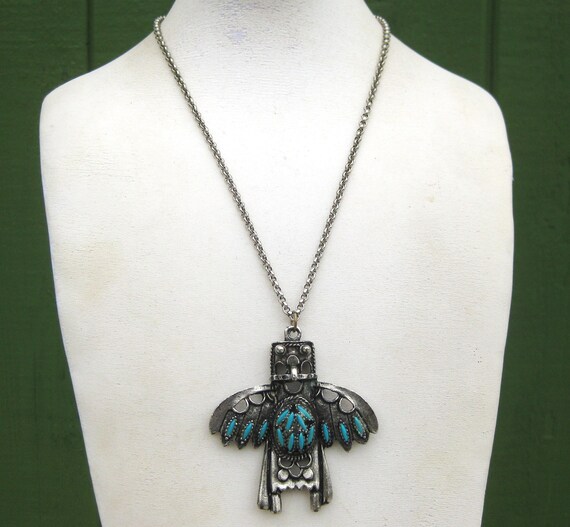 Vintage 60s Navajo Indian Style Faux Turquoise Sa… - image 7