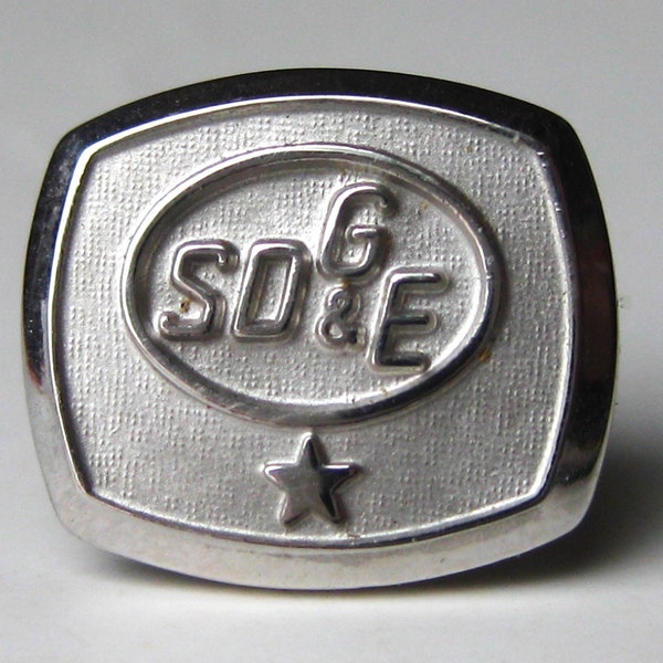 Vintage 10k White Gold San Diego Gas and Electric SDG&E Lapel Pin Tie Tack