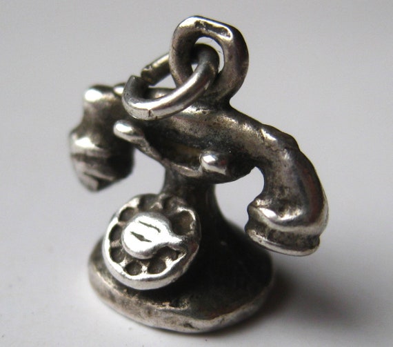 Vintage Charm Sterling Silver Old Timey Rotary Te… - image 2