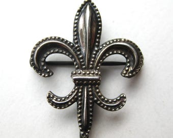 Vintage Sterling Silver Fleur de Lis Brooch Watch Pin