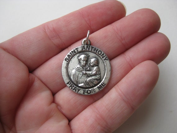 Vintage Sterling Silver Saint Anthony Pray For Me… - image 4