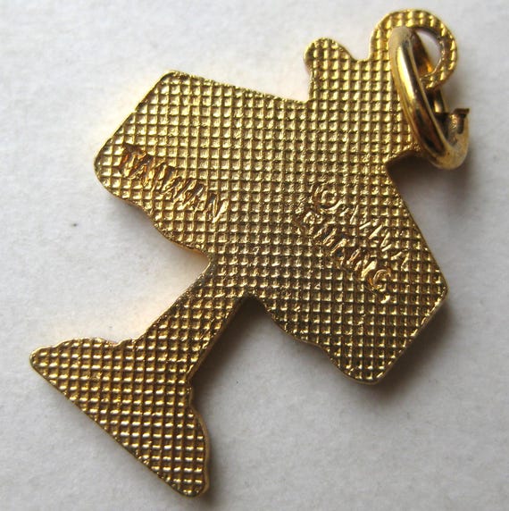 Vintage 80s Table Lamp Novelty Gold Metal Enamel Bracelet Charm Aviva View 3