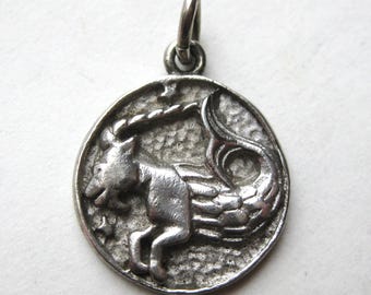 Vintage Charm Capricorn Sterling Silver Zodiac Astrology Bracelet Charm