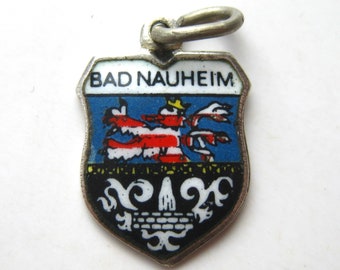 Bad Nauheim Charm Germany Crest 800 Silver Enamel Travel Shield Vintage Souvenir Bracelet Charm