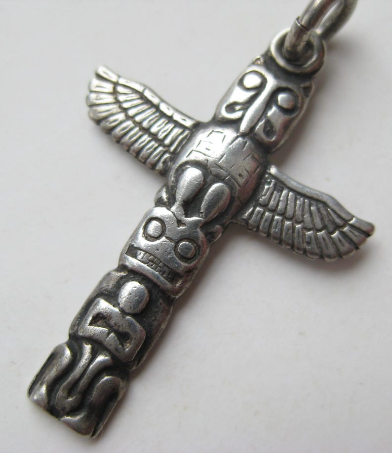 Vintage Charm Sterling Silver Northwest Coast Haida Totem Pole Alaska