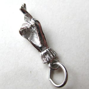 Vintage Charm Sterling Silver Fingers Crossed Hand Bracelet Charm