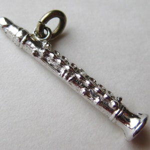 Vintage Charm Sterling Silver Flute Clarinet Music Instrument Band Bracelet Charm