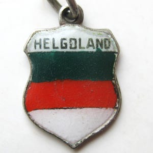 Vintage Charm Helgoland Heligoland Germany 830 Silver Enamel Travel Shield Souvenir Bracelet Charm