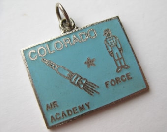 Colorado Air Force Academy Blue Enamel Vintage 50s Bracelet Charm