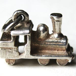 Vintage Charm English Sterling Silver Locomotive Train Bracelet Charm