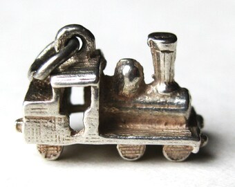 Vintage Charm English Sterling Silver Locomotive Train Bracelet Charm