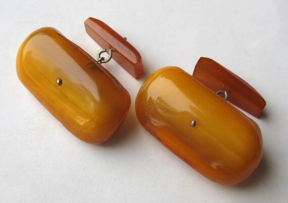 Vintage Art Deco Marbled Egg Yolk Baltic Amber Cu… - image 4