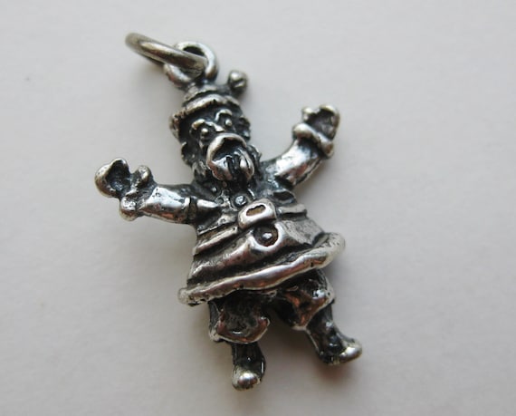 Vintage Charm Sterling Silver Santa Claus 3D Chri… - image 1