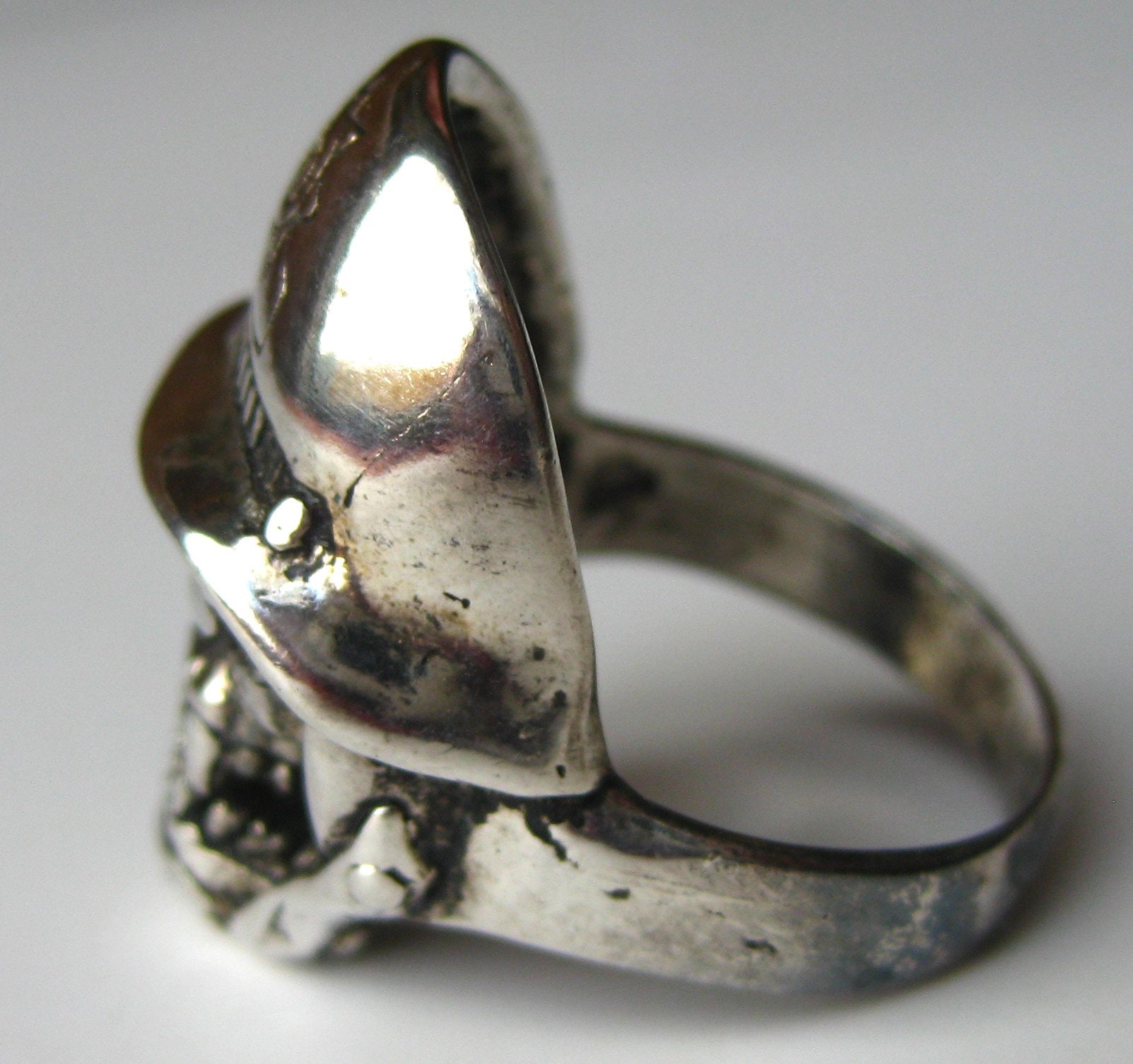 アクセサリー 80s GORDON & SMITH RING vintage silver Vintage 80s Gordon Smith G&S Silver Metal Death Skull Biker Ring