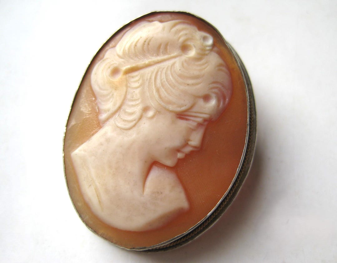 Vintage Hand Carved Fine 800 Silver Italian Shell Cameo Brooch Pin ...