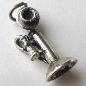 Vintage Charm Sterling Silver Candlestick Phone Telephone Bracelet Charm