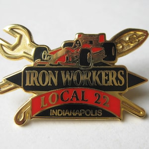 Vintage 90s Indianapolis Motor Speedway Indy 500 Iron Workers Local 22 Souvenir Pin