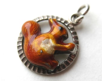 Vintage Charm Eichhörnchen 835er Silber Emaille Eichhörnchen Mini Österreichischer Glücksbringer für Armbänder