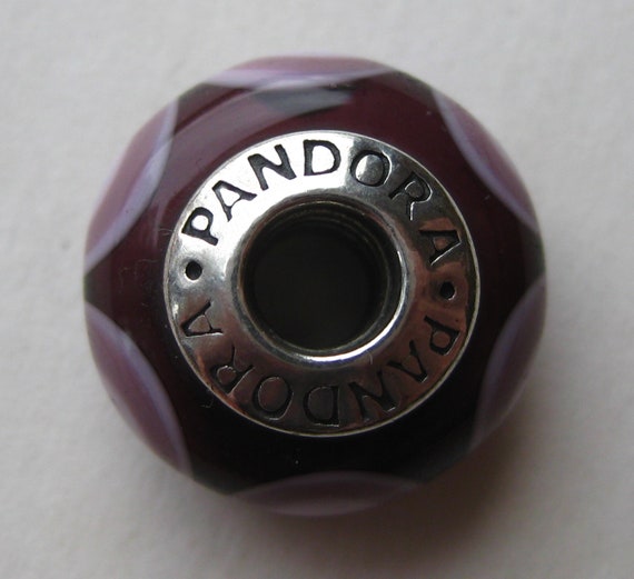 Vintage PANDORA Sterling Silver Purple Dot Murano… - image 4