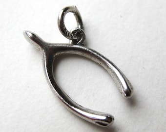 Wishbone Charm 50s Good Luck Charm Sterling Silver Lucky Vintage Bracelet Charm