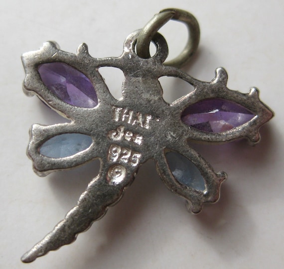 Vintage Charm Sterling Silver Dragonfly Jeweled B… - image 2