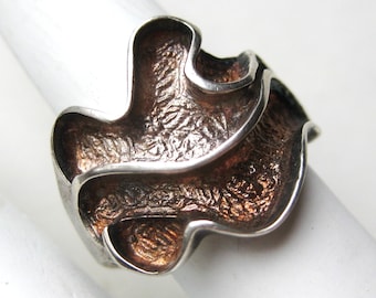 Vintage Ring Mid Century Sterling Silver Modernist Studio Jewelry Ring size 9
