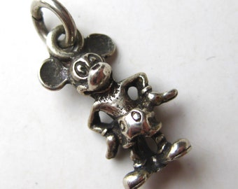 Mickey Mouse Charm Sterling Silver Vintage Disneyland Souvenir Bracelet Charm