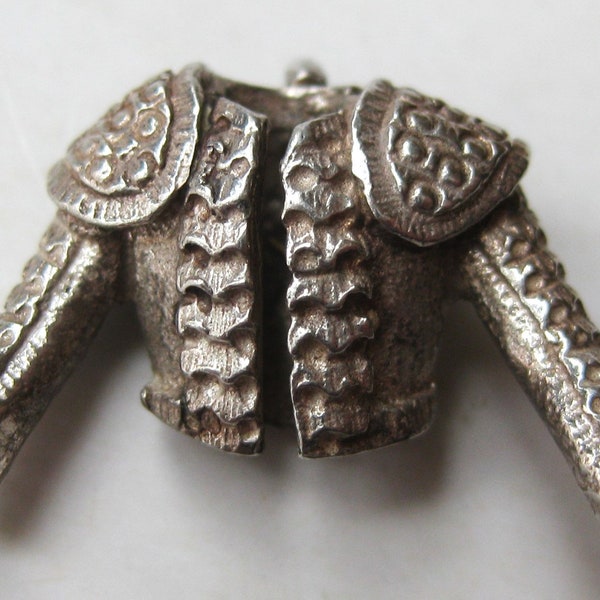 Vintage 50s Sterling Silver Spanish Toreador Matador Bolero Jacket Bull Fighter Souvenir Bracelet Charm