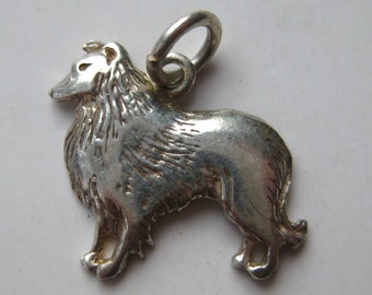 Vintage Charm Sterling Silver Border Collie Dog Bracelet Charm