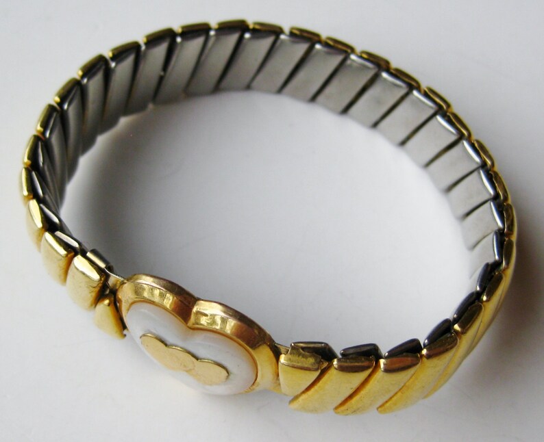 Vintage 12k Gold Filled Heart Shaped Sweetheart Expansion Stretch Bracelet
