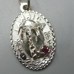 Vintage Charm Sterling Silver Jamaica Caribbean Island Jeweled Souvenir Bracelet Charm