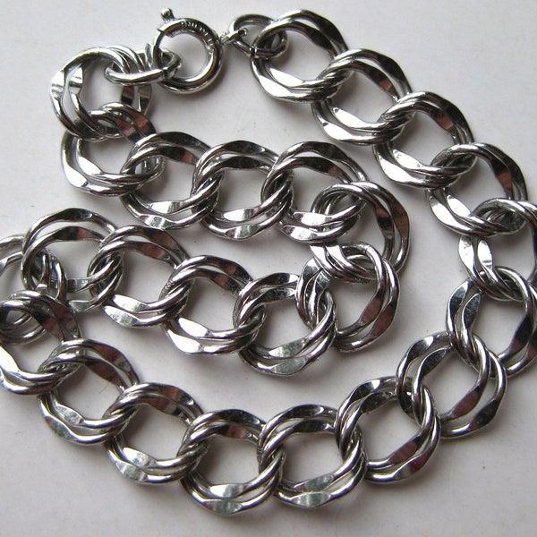 Sterling Silver Double Link 7.5" Starter Charm Vintage Bracelet 9g