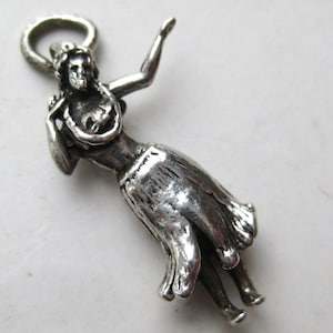 Vintage Sterling Silver Tropical Hawaiian Hula Girl Bracelet Charm