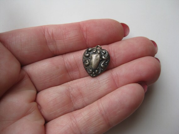 Vintage Charm Sterling Silver Sweetheart Puffy He… - image 7